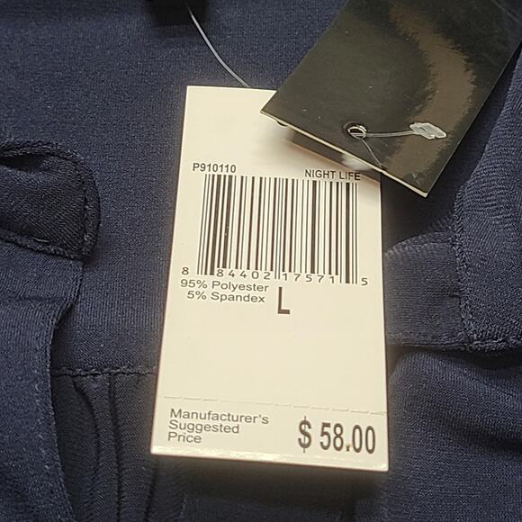 Premise Shirt Womens Large Navy Blue Collared Popover Henley Stretch NWT P910110 - Picture 8 of 10